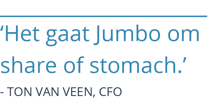 CFO Ton van Veen zegt:'Het gaat Jumbo om share of stomach.'